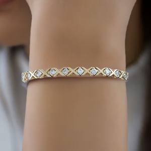 Dazzling 14k Gold & ~1.5ct Diamond X's and O's Bracelet