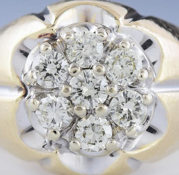 Attractive 14k Yellow Gold & ~1-1.5ct Diamond Cluster Ring