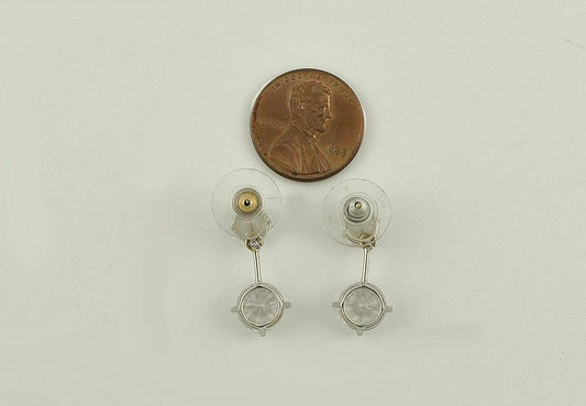 Lovely 14k Gold Cubic Zirconia Earrings Rhodium Plated Very Sparkly CZ