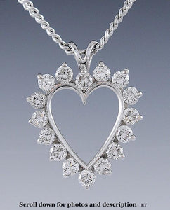 Sparkling Diamond 14K White Gold Heart Pendant Necklace
