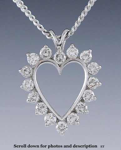 Sparkling Diamond 14K White Gold Heart Pendant Necklace