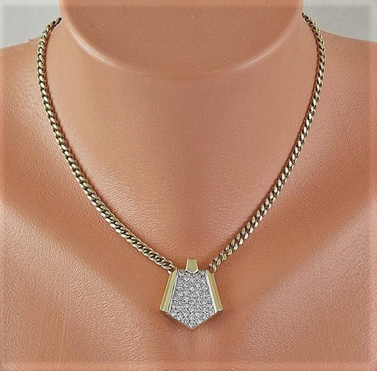 Dazzling 14k White & Yellow Gold Diamond Necklace