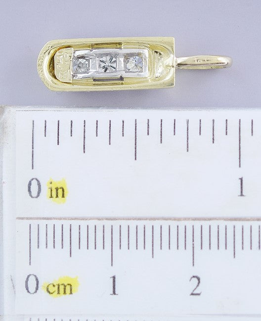 Superb Quality 18K Yellow Gold Platinum & Diamond Pendant