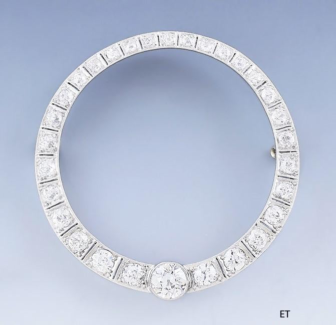 Exquisite Art Deco Platinum & ~3.5ct Diamond Pin / Brooch