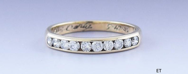 Dazzling 14k Yellow Gold & 10 Diamond ~.5ct Anniversary Band Ring sz 7