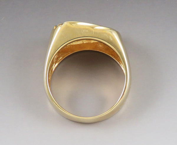 Impressive 14k Yellow Gold 6 Diamond Channel Set Men's Ring Wide Band