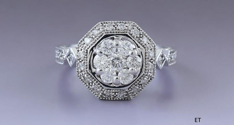 Striking 14K White Gold & Fine Quality Diamond Ring