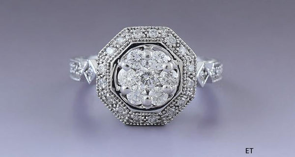 Striking 14K White Gold & Fine Quality Diamond Ring