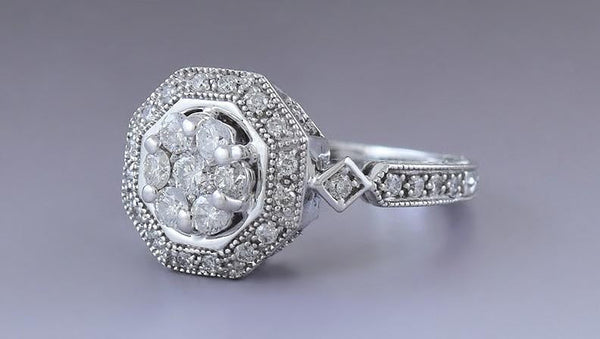 Striking 14K White Gold & Fine Quality Diamond Ring
