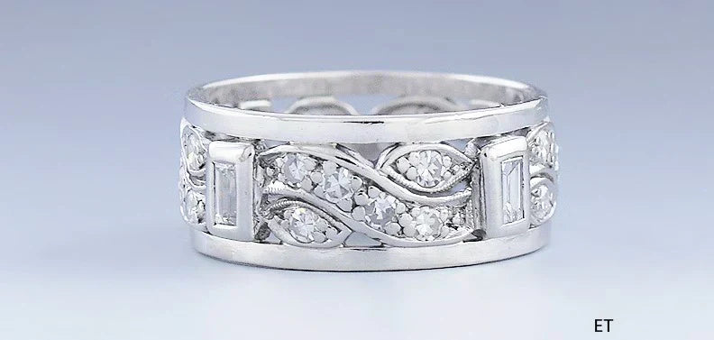 Beautiful Platinum & ~1ct Diamond Anniversary Band Ring sz 9 1/4