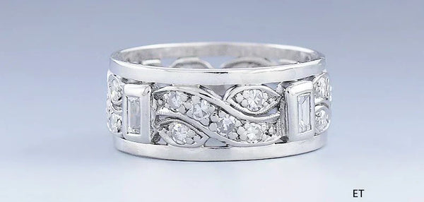 Beautiful Platinum & ~1ct Diamond Anniversary Band Ring sz 9 1/4