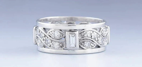 Beautiful Platinum & ~1ct Diamond Anniversary Band Ring sz 9 1/4