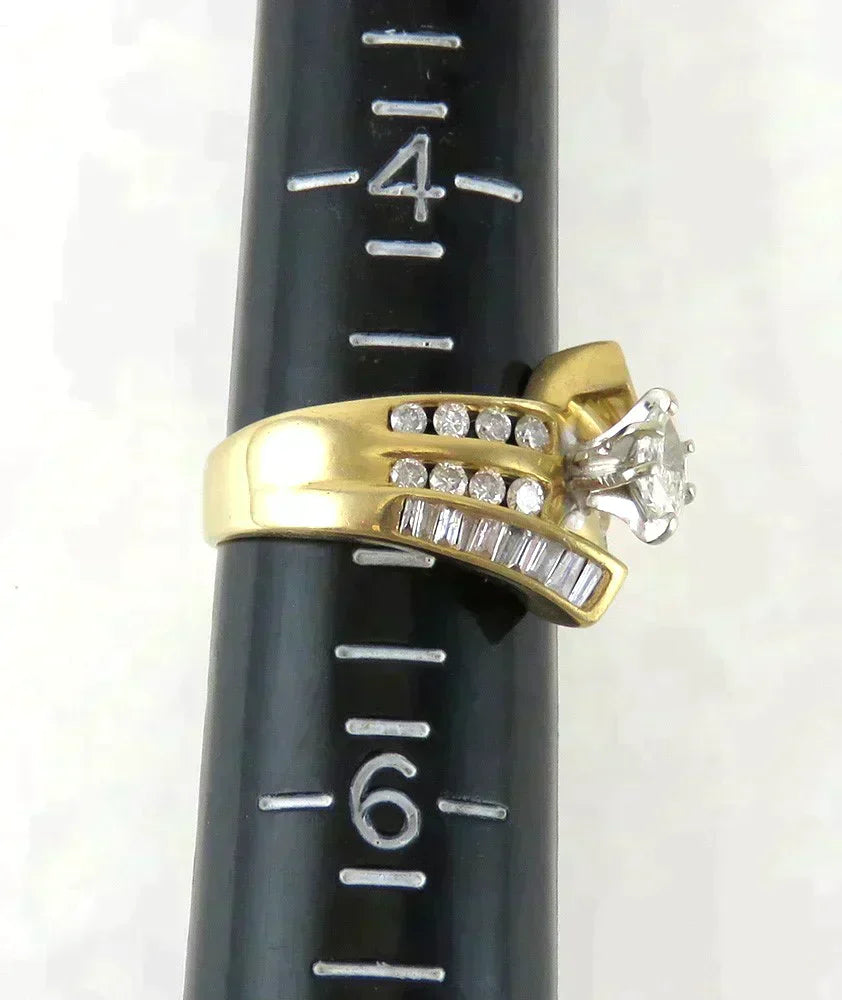 Classic 14k Yellow Gold ~.75ct tdw Diamond Marquise Bypass Ring