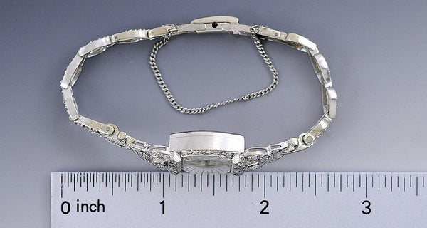 Attractive 14k White Gold & Sparkling Diamond Ladies Wristwatch Gotham