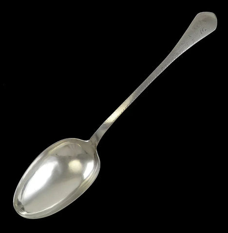 Antique c1790 Norwegian Silver ROMMEGROT Serving/Stuffing Spoon 15.5"