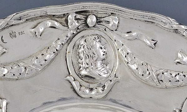 Antique c1890 German 800 Silver Louis XV Style Medallion Dish/Plate 8.25"