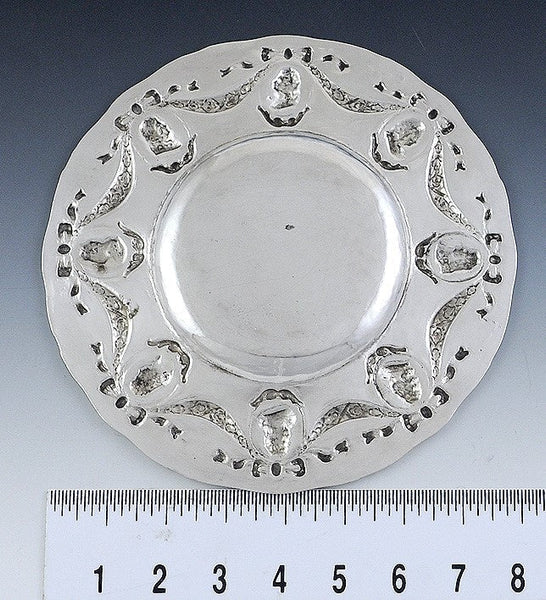 Antique c1890 German 800 Silver Louis XV Style Medallion Dish/Plate 8.25"