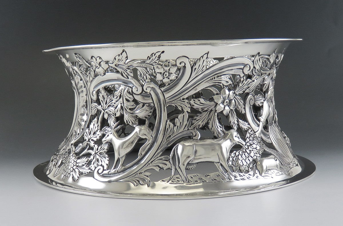 Antique 1902 English Sterling Silver Art Nouveau Dish/Bowl Stand or Ring 8.5"