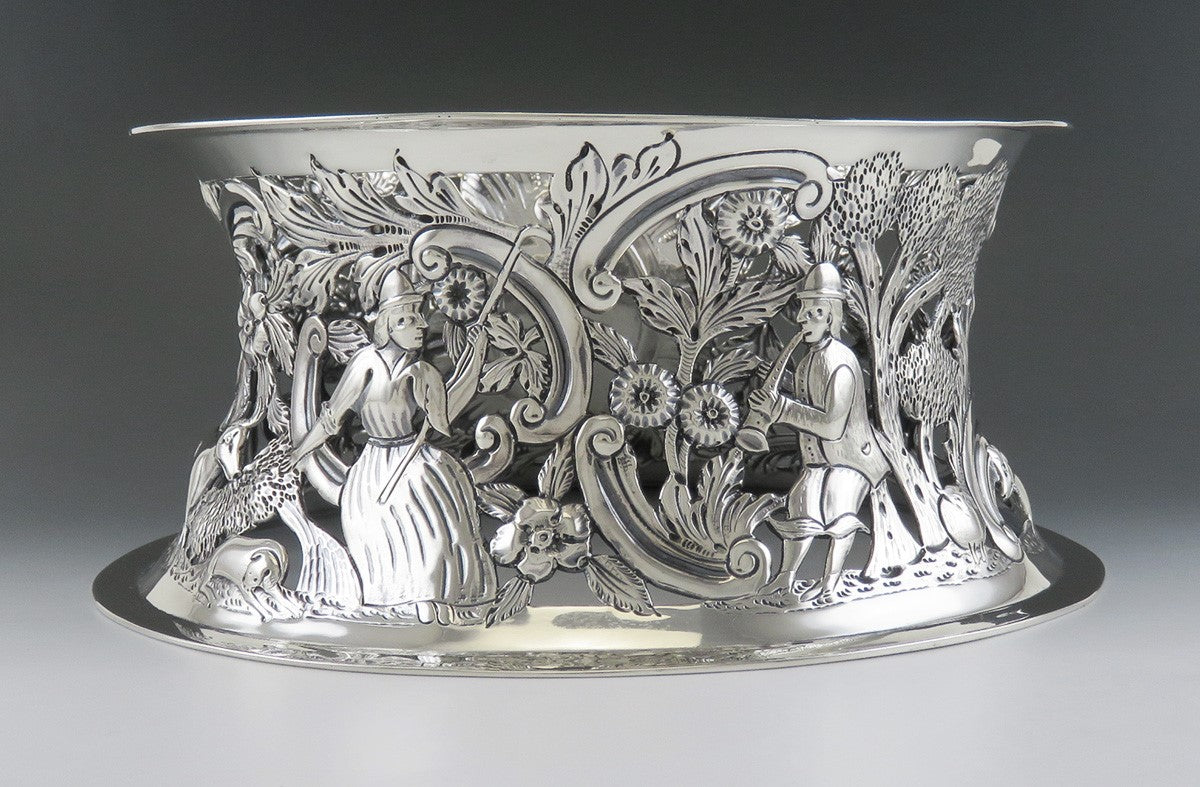 Antique 1902 English Sterling Silver Art Nouveau Dish/Bowl Stand or Ring 8.5"