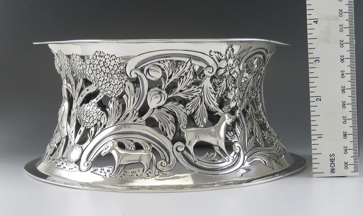 Antique 1902 English Sterling Silver Art Nouveau Dish/Bowl Stand or Ring 8.5"