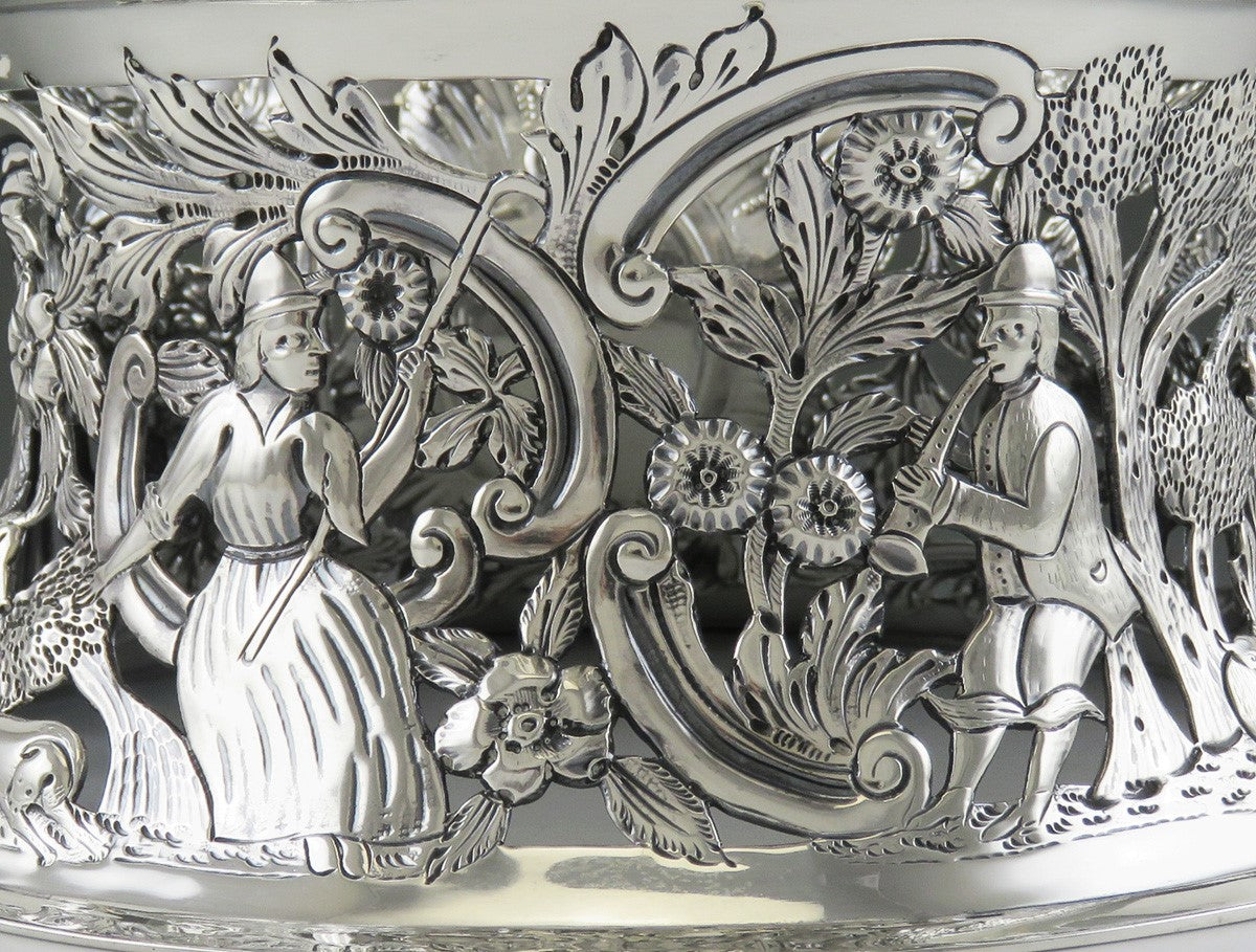 Antique 1902 English Sterling Silver Art Nouveau Dish/Bowl Stand or Ring 8.5"