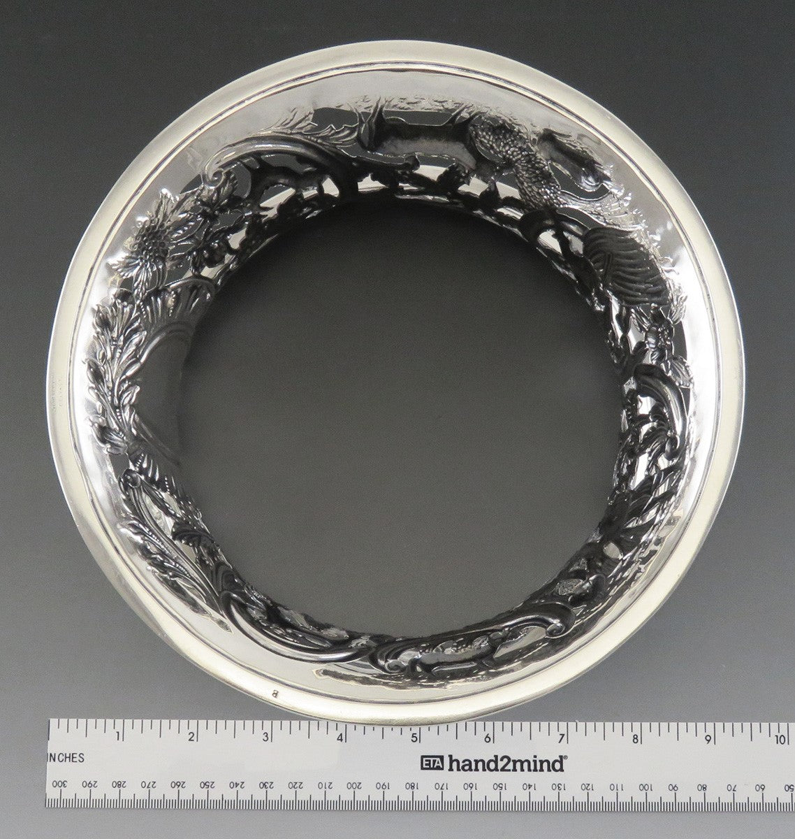 Antique 1902 English Sterling Silver Art Nouveau Dish/Bowl Stand or Ring 8.5"