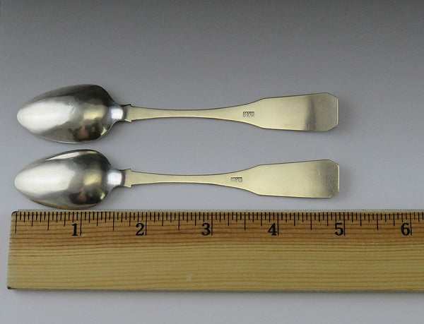 Antique c1810 Thomas Carson New York Coin Silver Coffin End Coffee Tea Spoons 5"