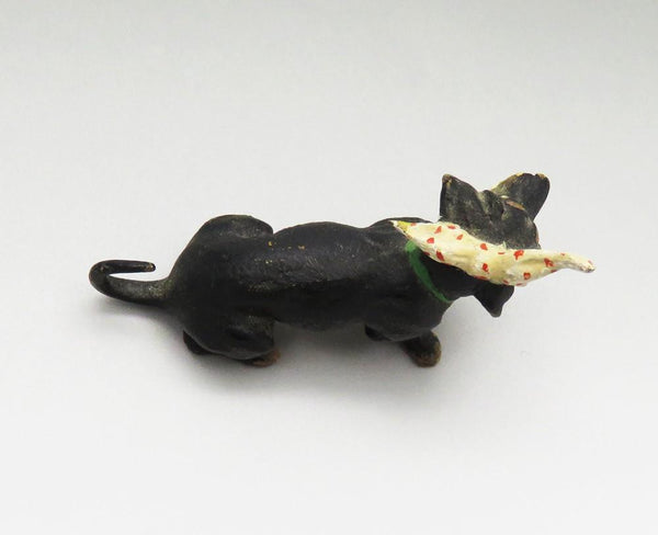 Dachshund w/ Toothache Austrian Bronze Miniature c1900 to 1930s 1"