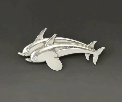 Vintage Georg Jensen Denmark Sterling Silver 317 Dolphin Pin/Brooch