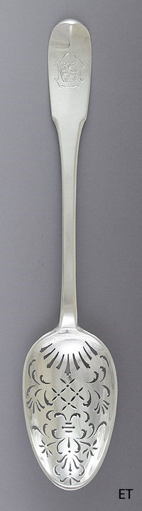Antique c1890-1925 European Swiss? .800 Silver Pierced Serving Spoon