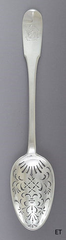 Antique c1890-1925 European Swiss? .800 Silver Pierced Serving Spoon