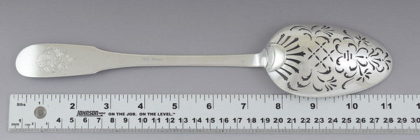 Antique c1890-1925 European Swiss? .800 Silver Pierced Serving Spoon