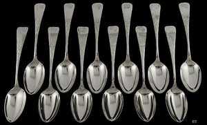 12 Antique Gorham Carnation 1894 Sterling Silver Teaspoons 5 7/8" H Mono
