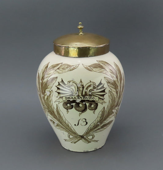 Rare c1800 German Tin Glazed Earthenware Tobacco Jar Drakenburg Museum Piece