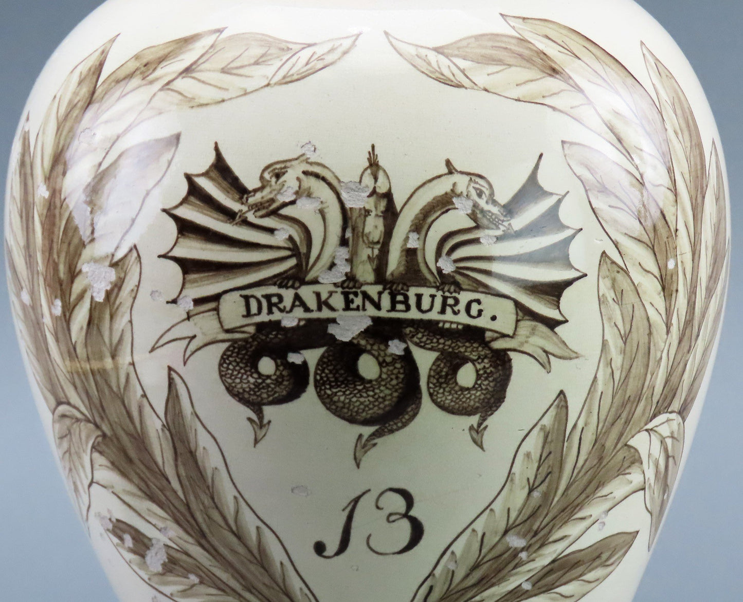 Rare c1800 German Tin Glazed Earthenware Tobacco Jar Drakenburg Museum Piece