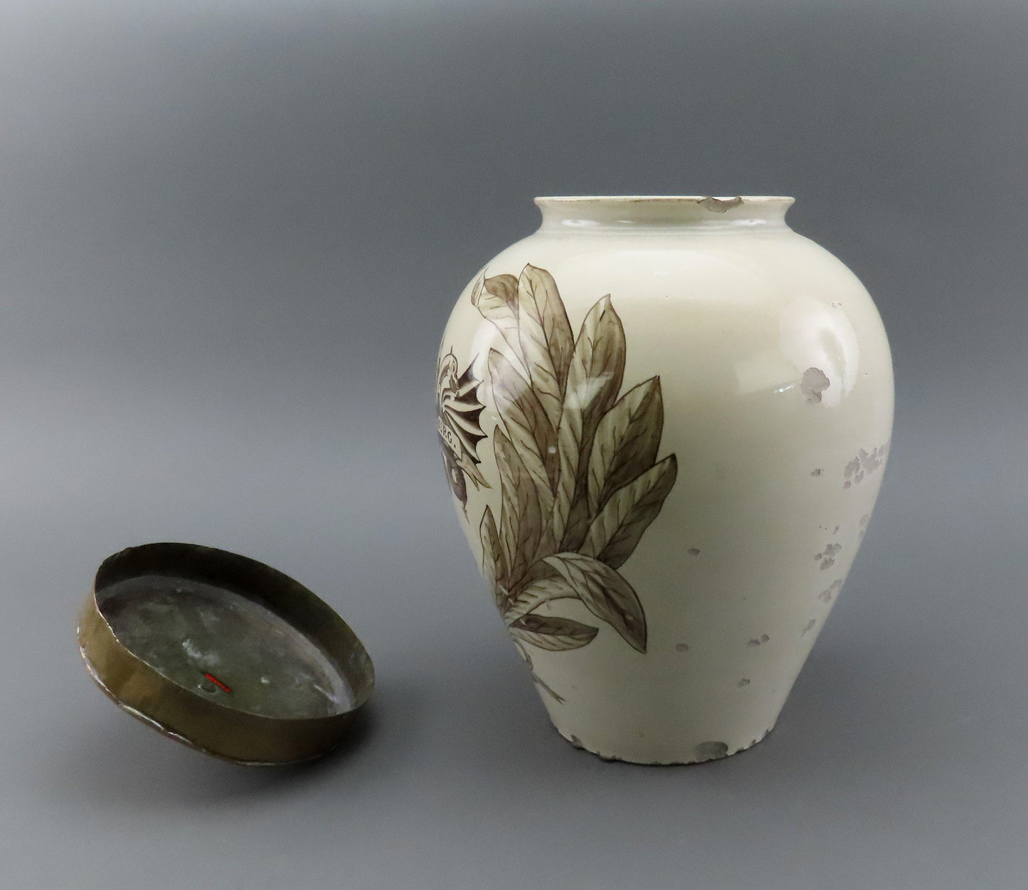 Rare c1800 German Tin Glazed Earthenware Tobacco Jar Drakenburg Museum Piece