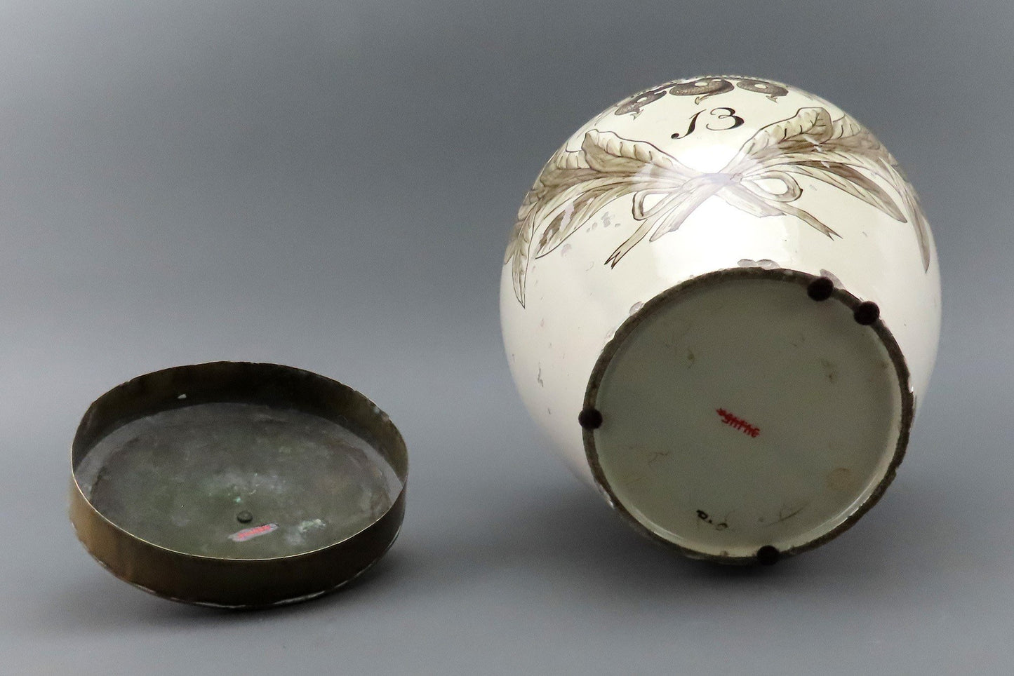 Rare c1800 German Tin Glazed Earthenware Tobacco Jar Drakenburg Museum Piece