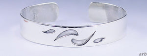 Shining Modern Sterling Silver Cuff Bracelet Made by A and S w/ Teardrop Motif