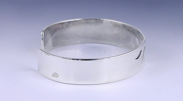 Shining Modern Sterling Silver Cuff Bracelet Made by A and S w/ Teardrop Motif