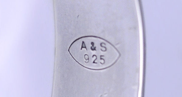 Shining Modern Sterling Silver Cuff Bracelet Made by A and S w/ Teardrop Motif
