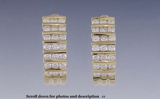 Superb Stunning 14k Yellow Gold Channel Set Diamond Huggie Earrings