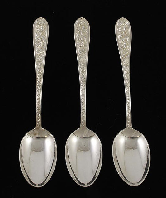 3 Stieff Corsage Sterling Silver Five o'Clock Teaspoons