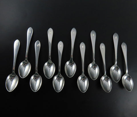 Set 11 Dominick Haff Sterling Silver Pointed Antique Demitasse Spoons D Mono