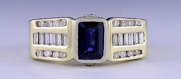 Fabulous Quality 14k Yellow Gold Sapphire & Diamond Ring