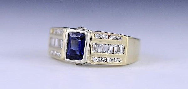 Fabulous Quality 14k Yellow Gold Sapphire & Diamond Ring