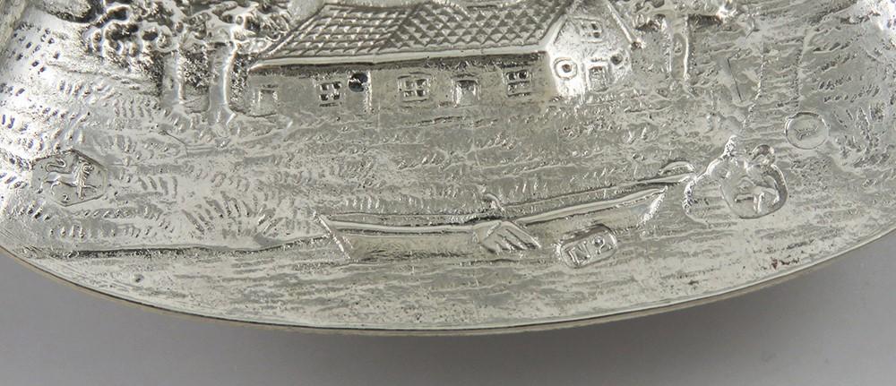 Antique 1907 Dutch Silver Pastural Scene Moving Windmill Tea Scoop Spoon