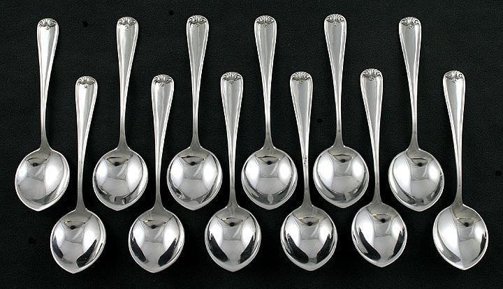 12 Durgin New Standish Sterling Silver Chocolate Spoons