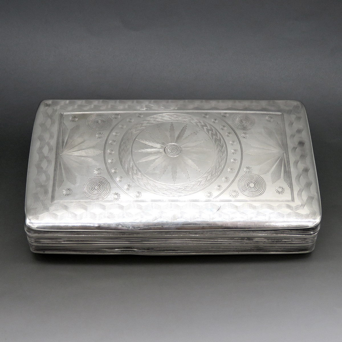 Antique 1853 Dutch Silver Hand Engraved Box 5 1/4" X 3 1/8"