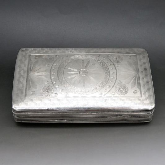 Antique 1853 Dutch Silver Hand Engraved Box 5 1/4" X 3 1/8"