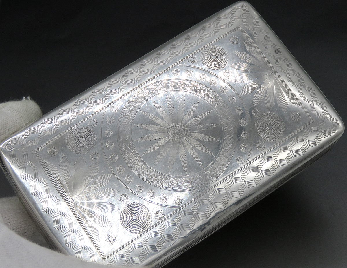 Antique 1853 Dutch Silver Hand Engraved Box 5 1/4" X 3 1/8"